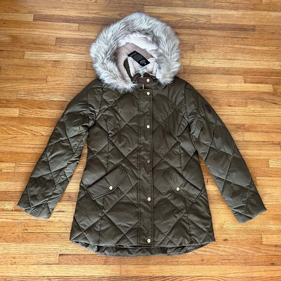 New W/tag Lauren Ralph Lauren Olive Green Down Puffer Jacket S - Picture 1 of 6